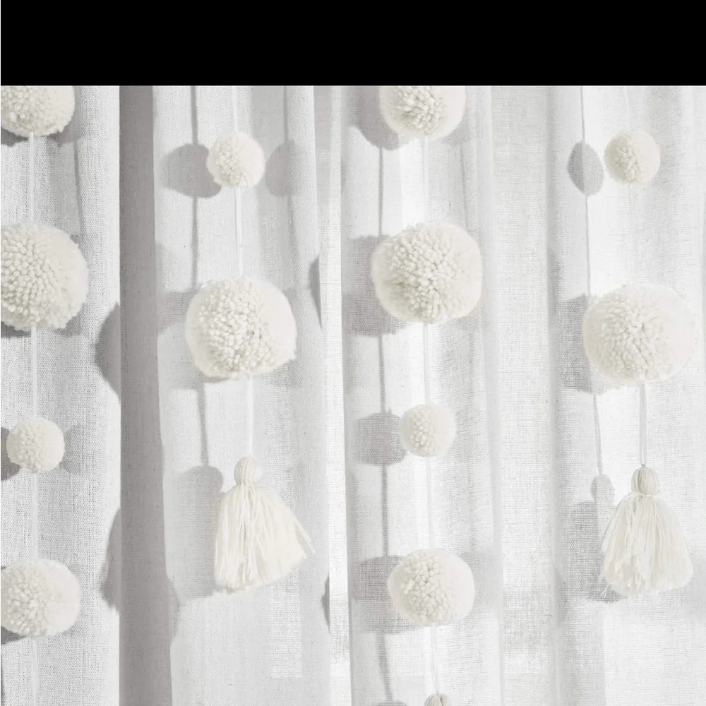 Lush Decor Boho Pom Pom Tassel Linen Window Curtain Panel - Picture 2 of 6
